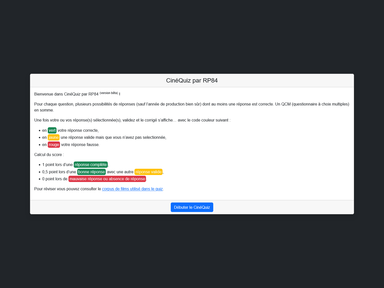 Accueil - Règles du CinéQuiz par RP84