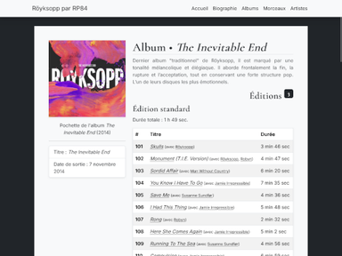 Discographie interactive – mise en valeur des albums et singles