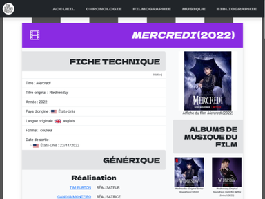Filmographie détaillée – Liste évolutive des films réalisés par Tim Burton