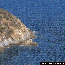 Illustration de la référence Photo-mosaïques 040820051559d - Falaise dans la mer à Cavalaire-sur-Mer 
