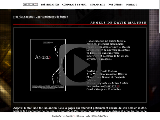 Capture d'écran de la page fiche d'Angels du site www.darelite52.com
