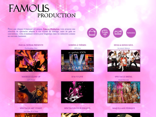 Capture d'écran de la page d'accueil du site Famous Production