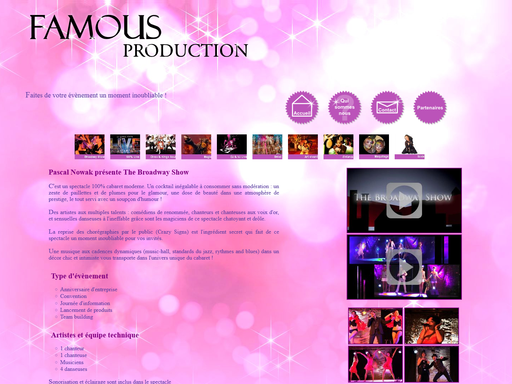 Capture d'écran de la page d'une prestation du site Famous Production