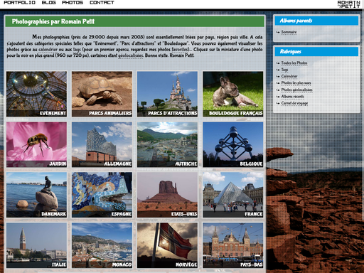 Capture d'écran de la page d'accueil du site photos.romainpetit.fr