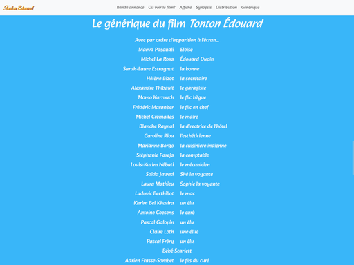 Capture d'écran de la page du générique du site tontonedouard.d52.fr